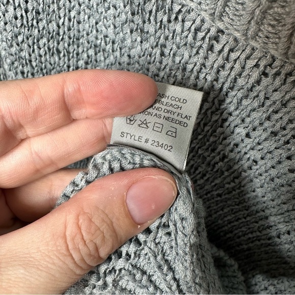 360 Sweater Gray Knit Pullover Crewneck Cotton Linen - Picture 6 of 6